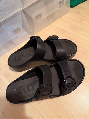 Women's Black Dual-Strap Slide Sandals